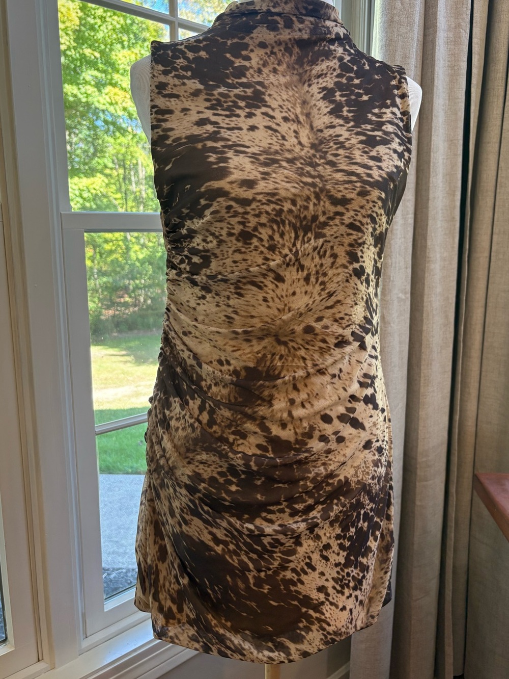 House of Harlow 1960 mock neck ruched mini dress size large